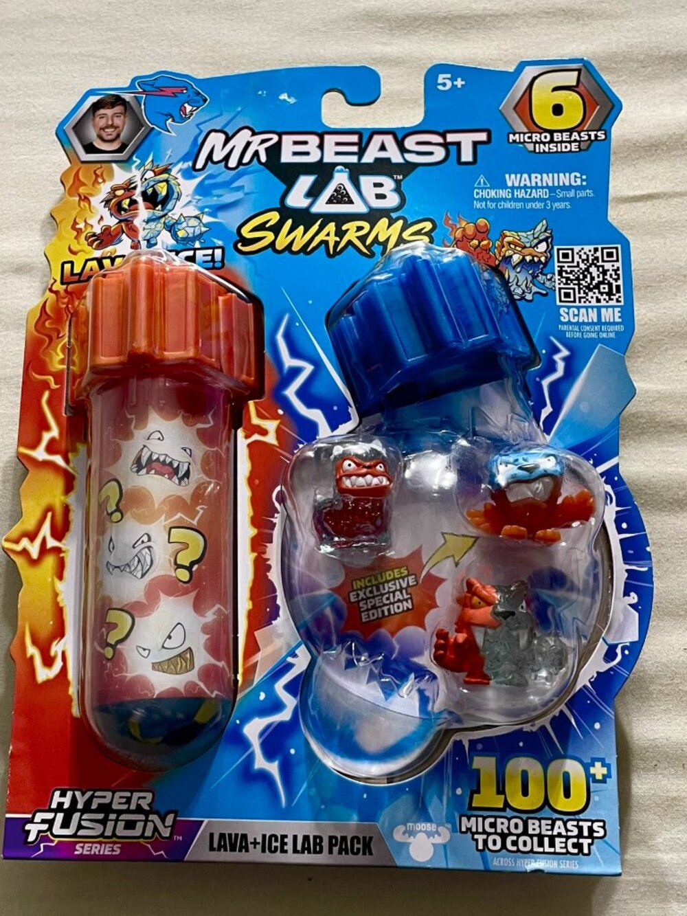 Mr Beast Lab Swarms Hyper Fusion Series Lava & Ice Lab Pack 6 Micro Beasts NEW